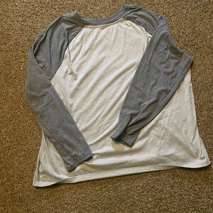 Gray and White Raglan Long Sleeve Shirt